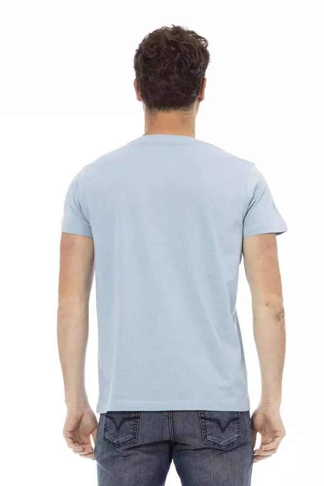 Hellblaues T-Shirt aus Baumwolle