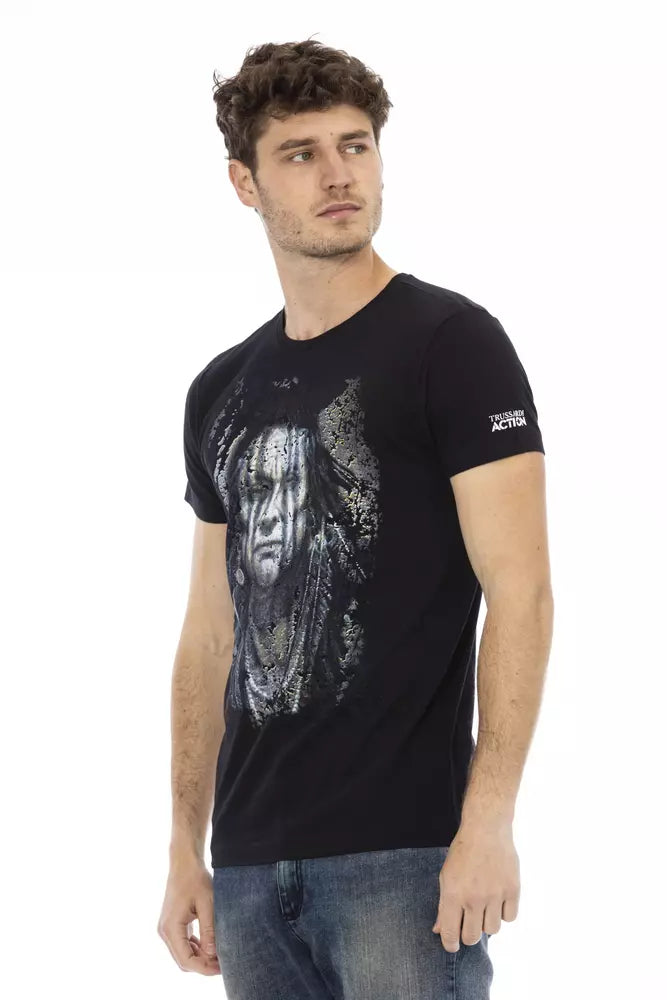 Schwarzes T-Shirt aus Baumwolle