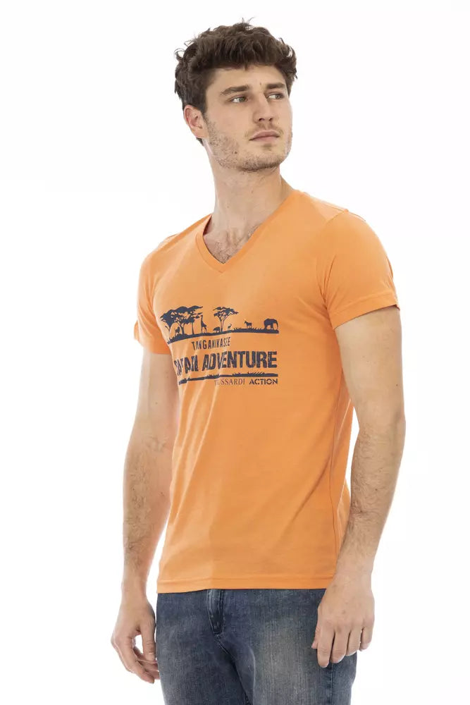 Orangefarbenes T-Shirt aus Baumwolle
