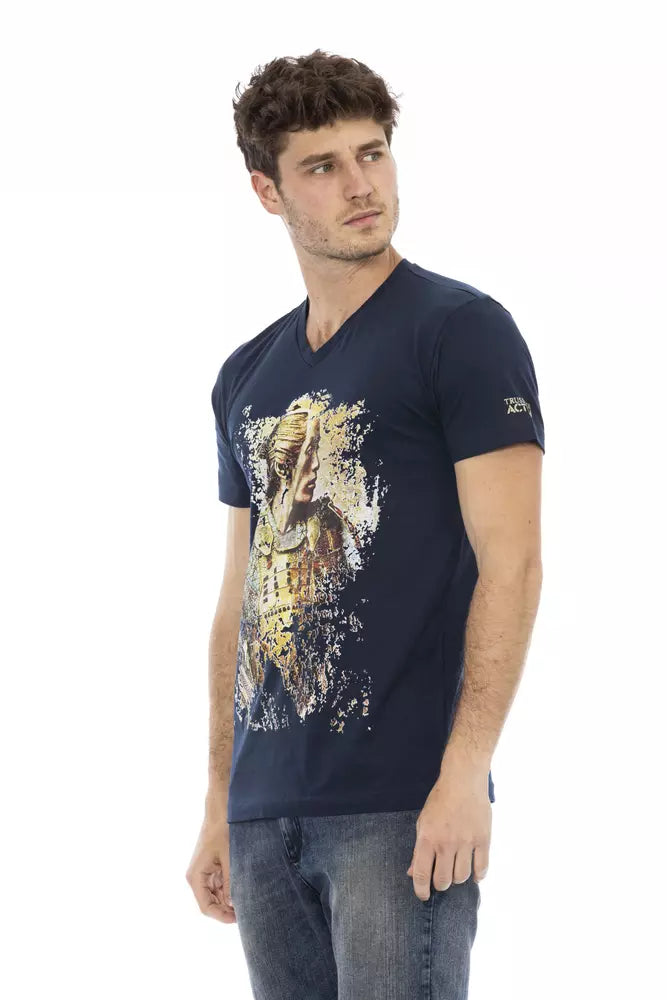 T-Shirt aus blauer Baumwolle