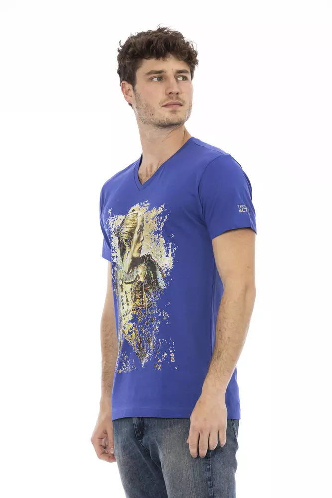 T-Shirt aus blauer Baumwolle