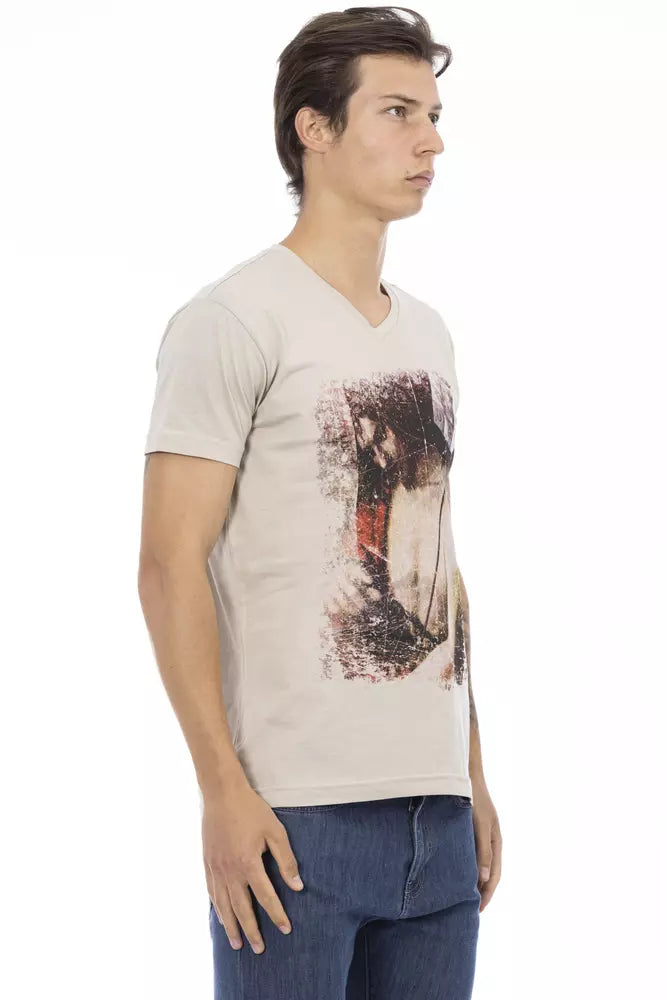 T-Shirt aus beiger Baumwolle
