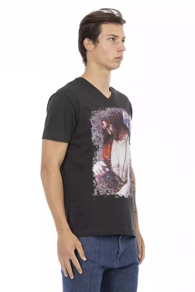Schwarzes T-Shirt aus Baumwolle