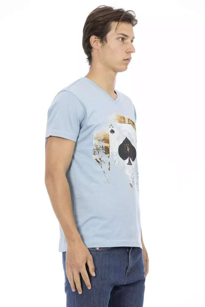 Hellblaues T-Shirt aus Baumwolle