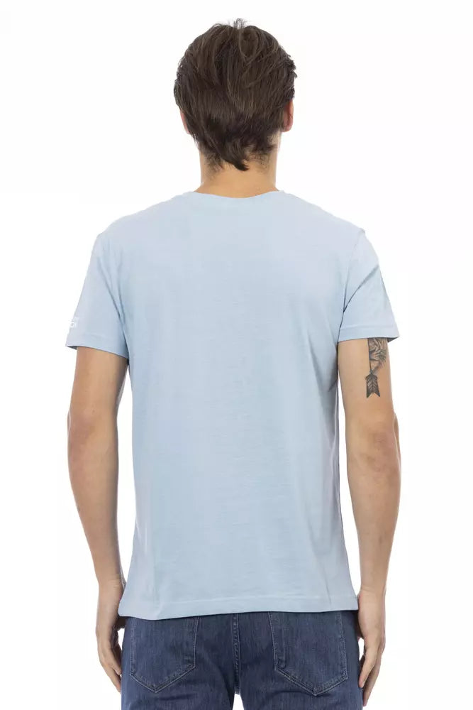 Hellblaues T-Shirt aus Baumwolle