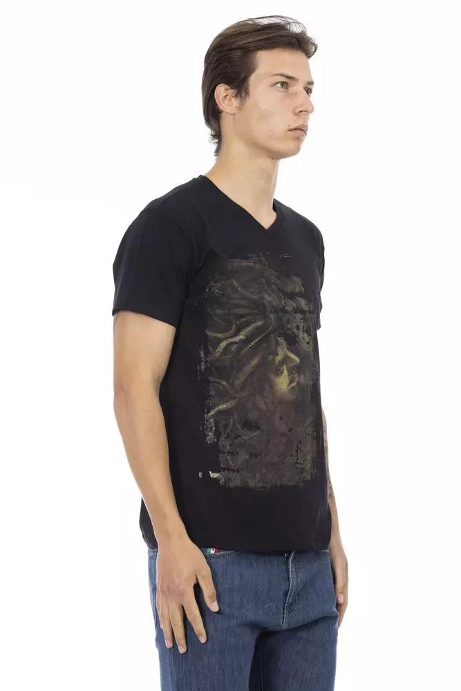 Schwarzes T-Shirt aus Baumwolle