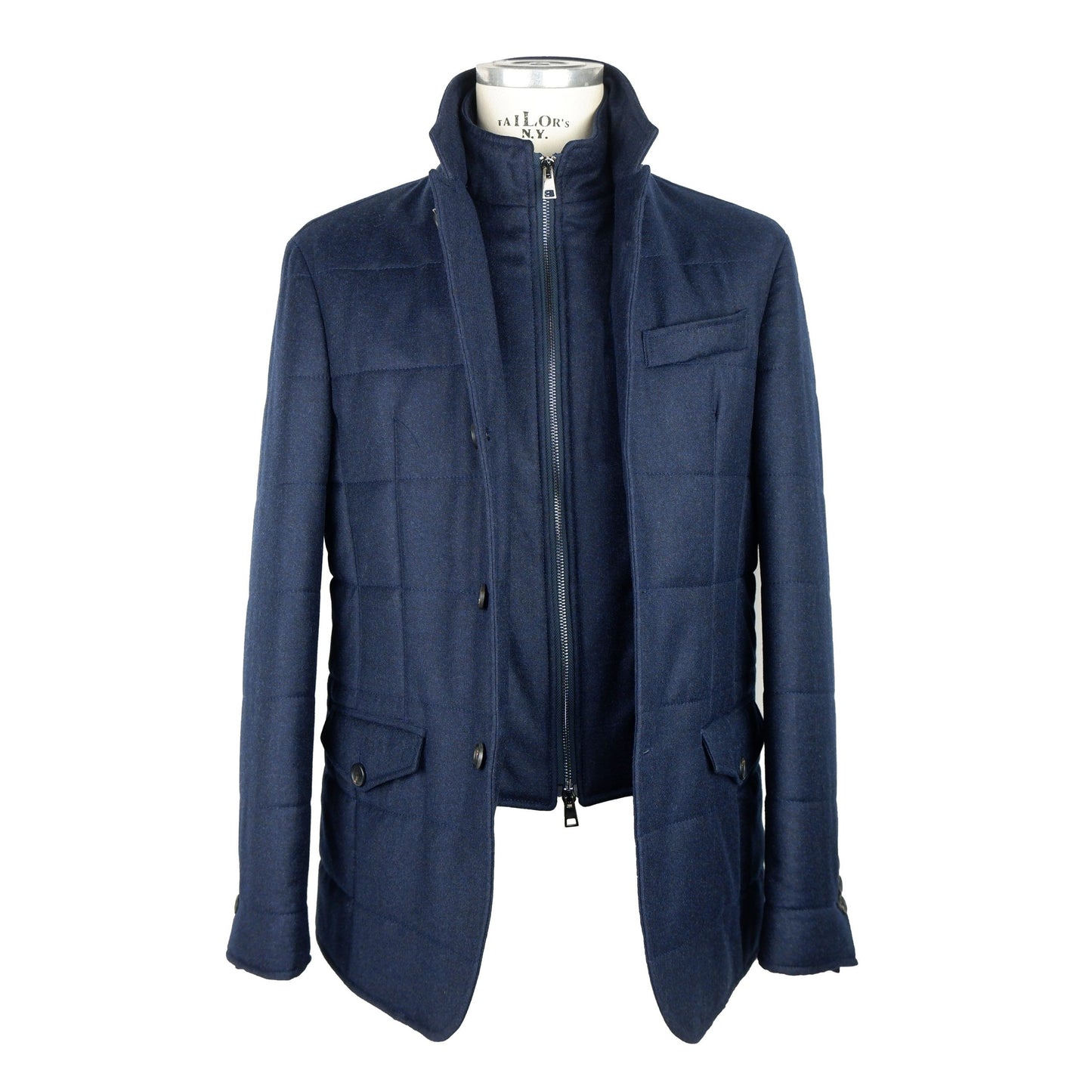 Blaue Wolljacke