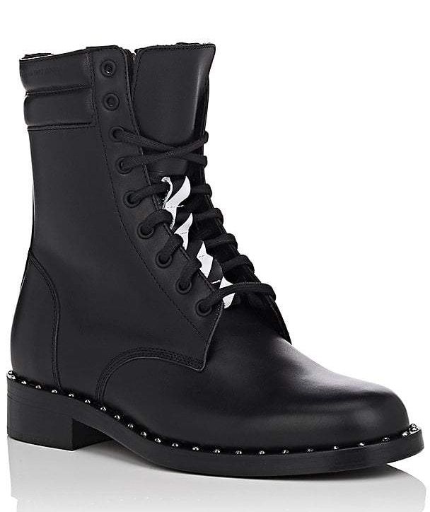 Schwarzes Leder Di Kalbsleder Stiefel