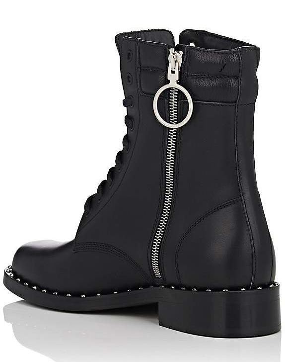Schwarzes Leder Di Kalbsleder Stiefel