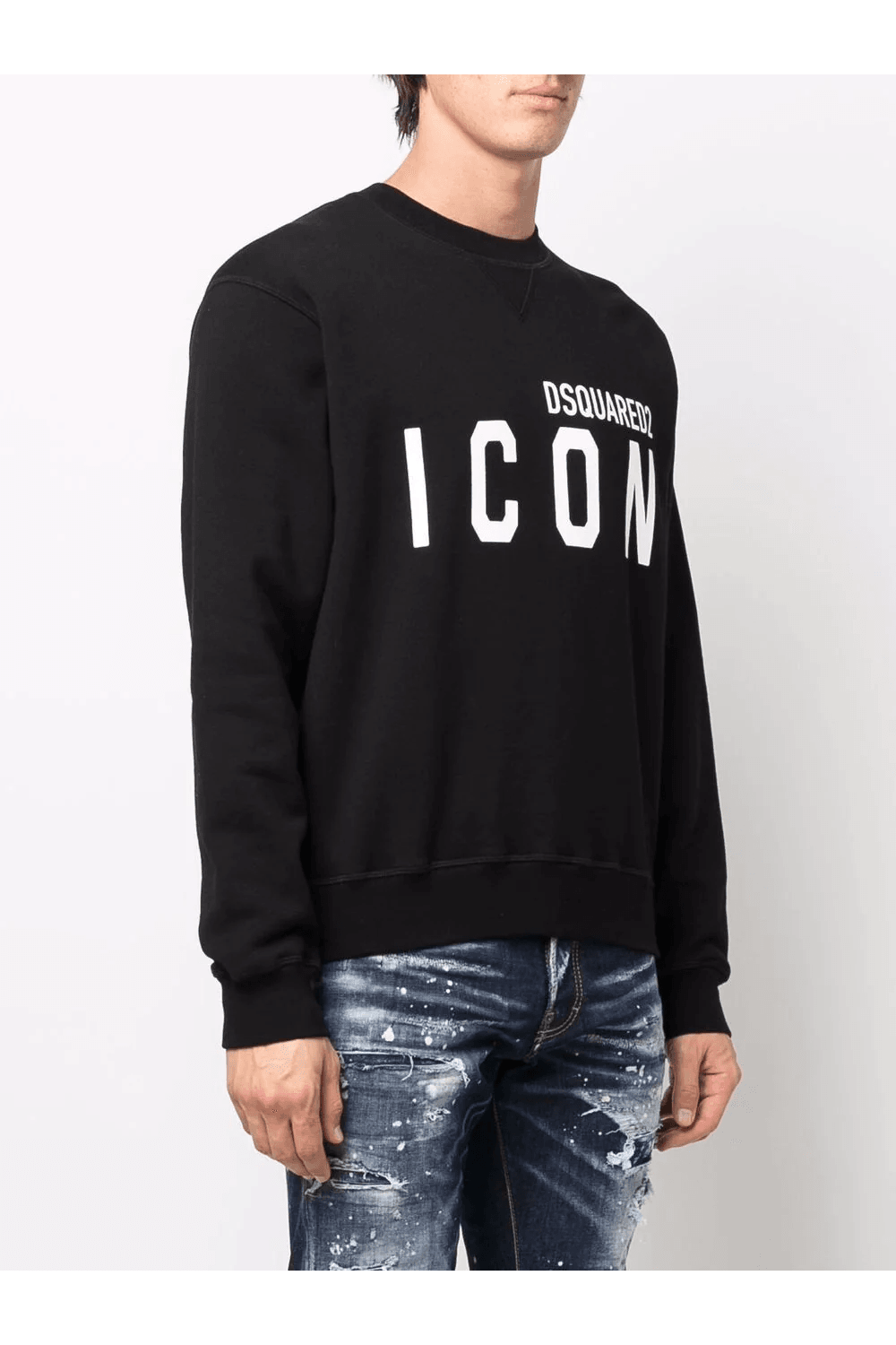 Schwarzer Baumwollpullover