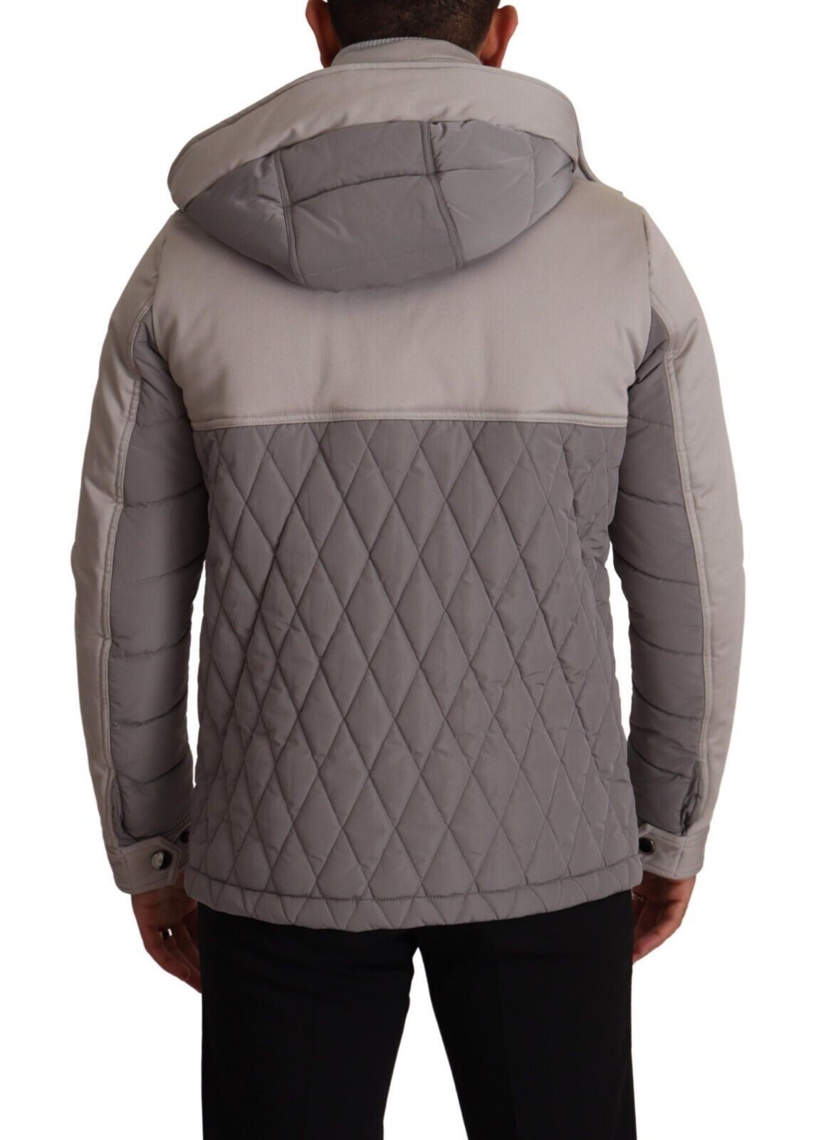 Graue Windbreaker Parka Jacke mit Kapuze aus Baumwolle