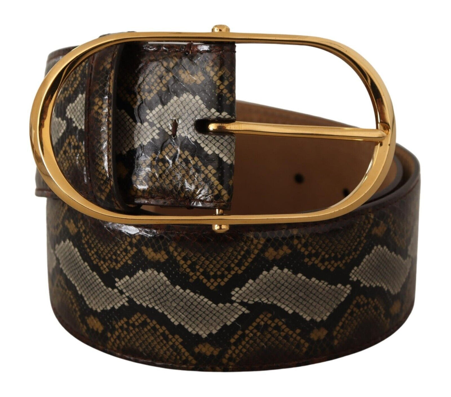 Brauner Pythonledergürtel mit ovaler Schnalle