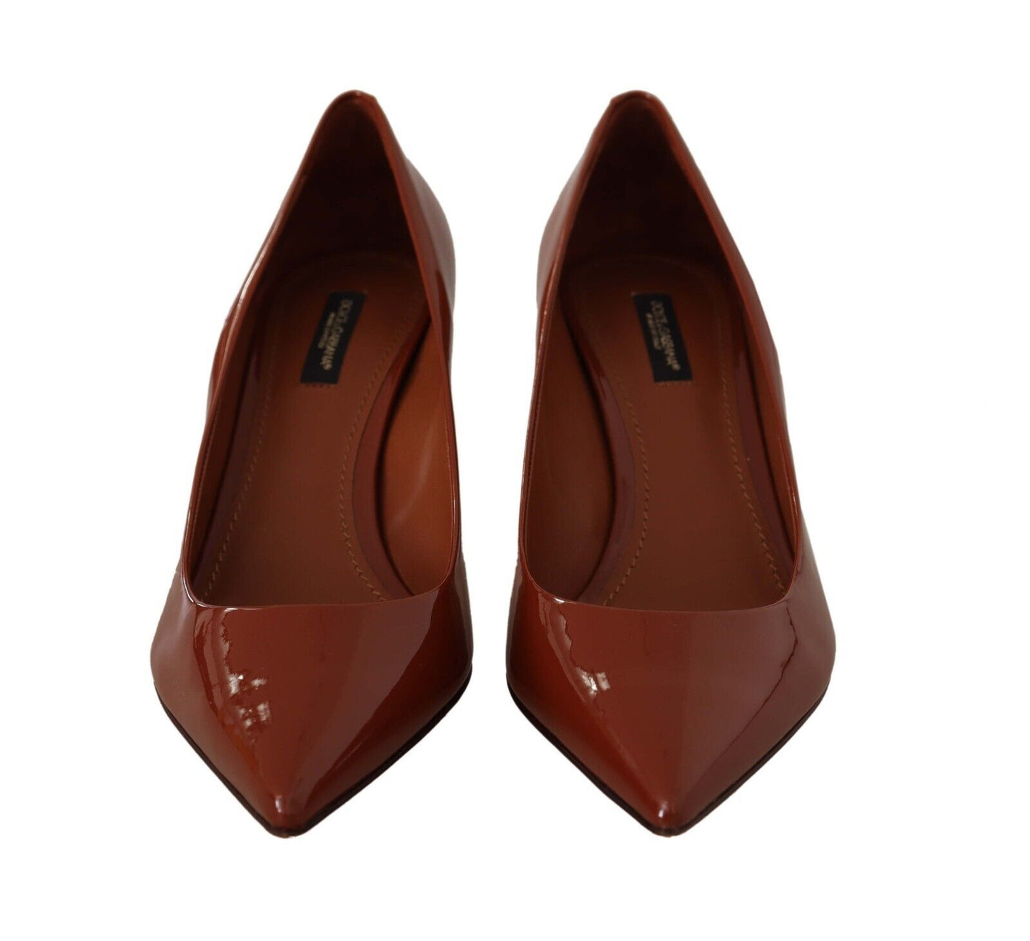 Braun Kitten Heels Pumps Lackleder Schuhe