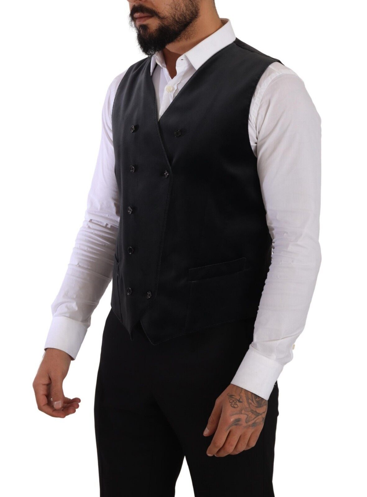 Grauer Samt Baumwolle Slim Fit Weste Weste