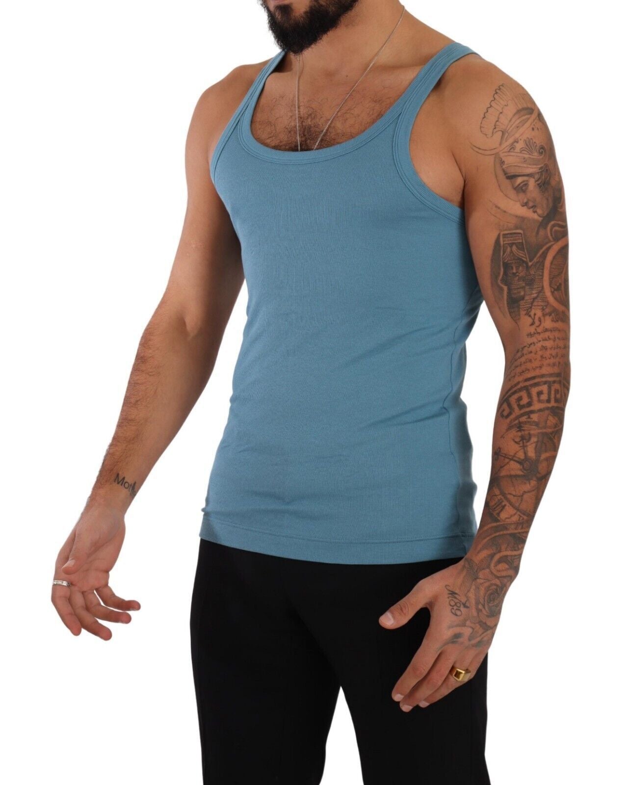 Blau Baumwolle Rundhals-T-Shirt Tank Unterwäsche