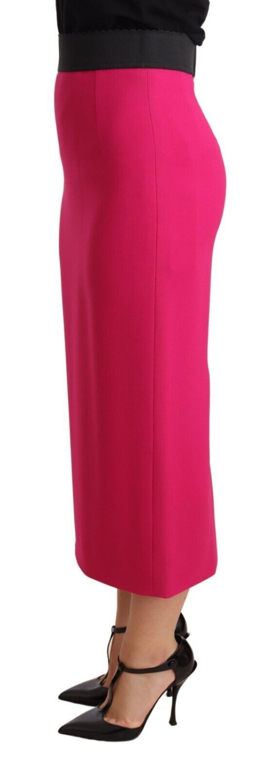 Rosa Stretch-Bleistiftrock mit hoher Taille und geradem Rock