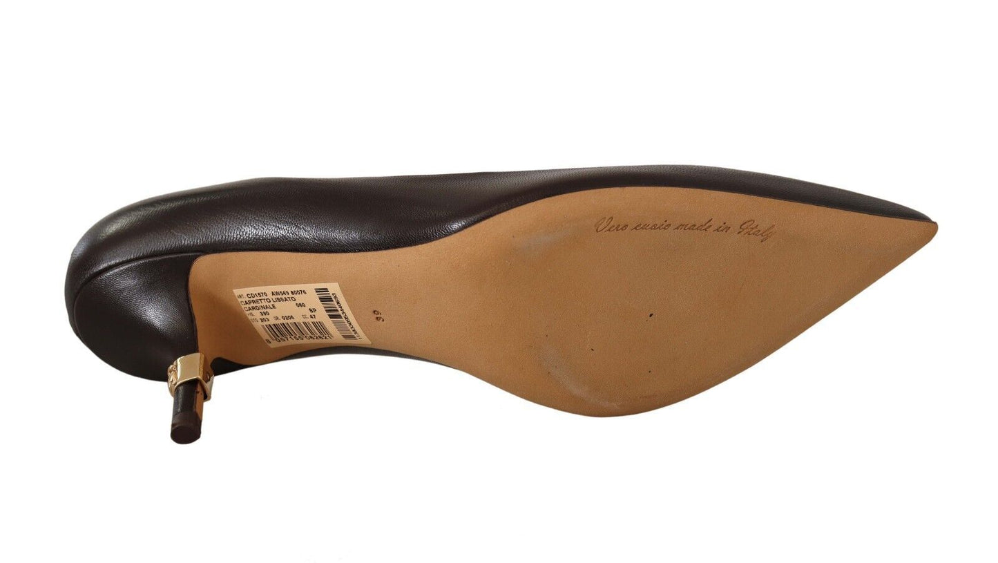 Braun Leder Kitten Mid Heels Pumps Schuhe