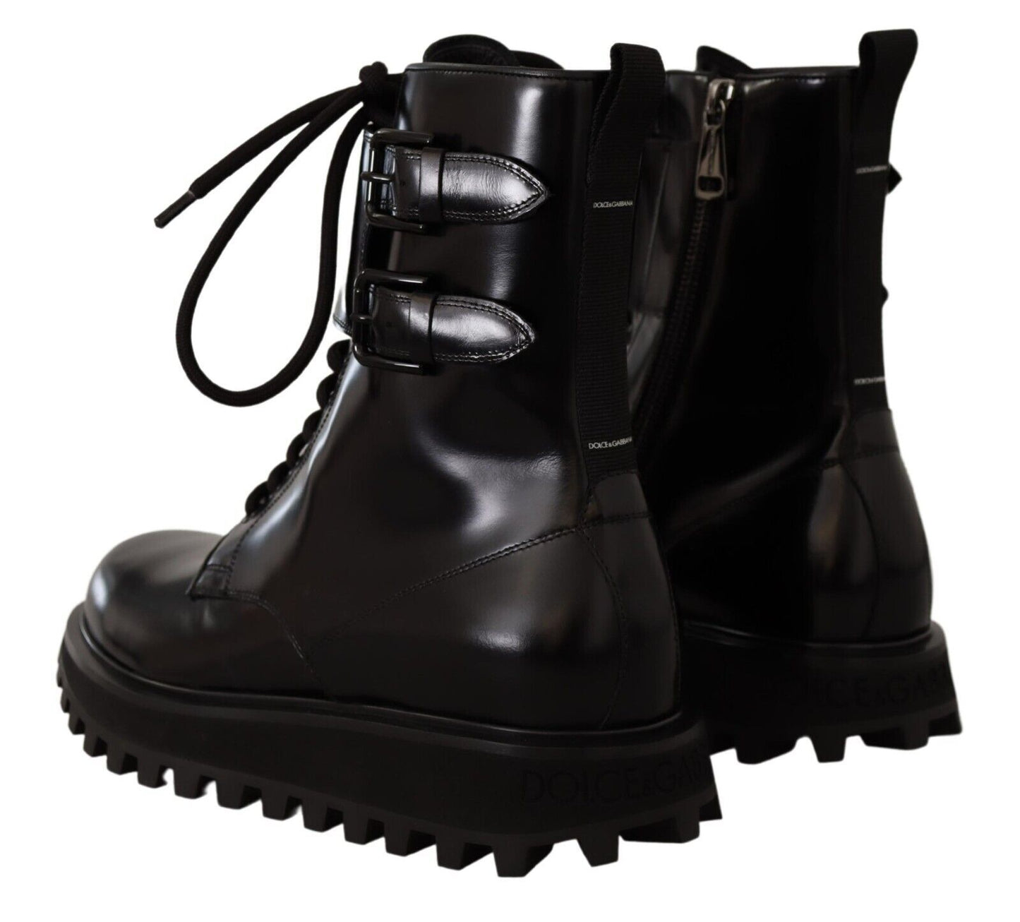 Schwarzes Leder Combat Lace Up Herren Stiefel Schuhe