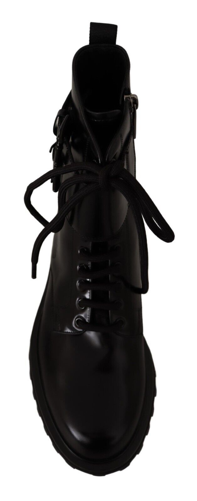 Schwarzes Leder Combat Lace Up Herren Stiefel Schuhe
