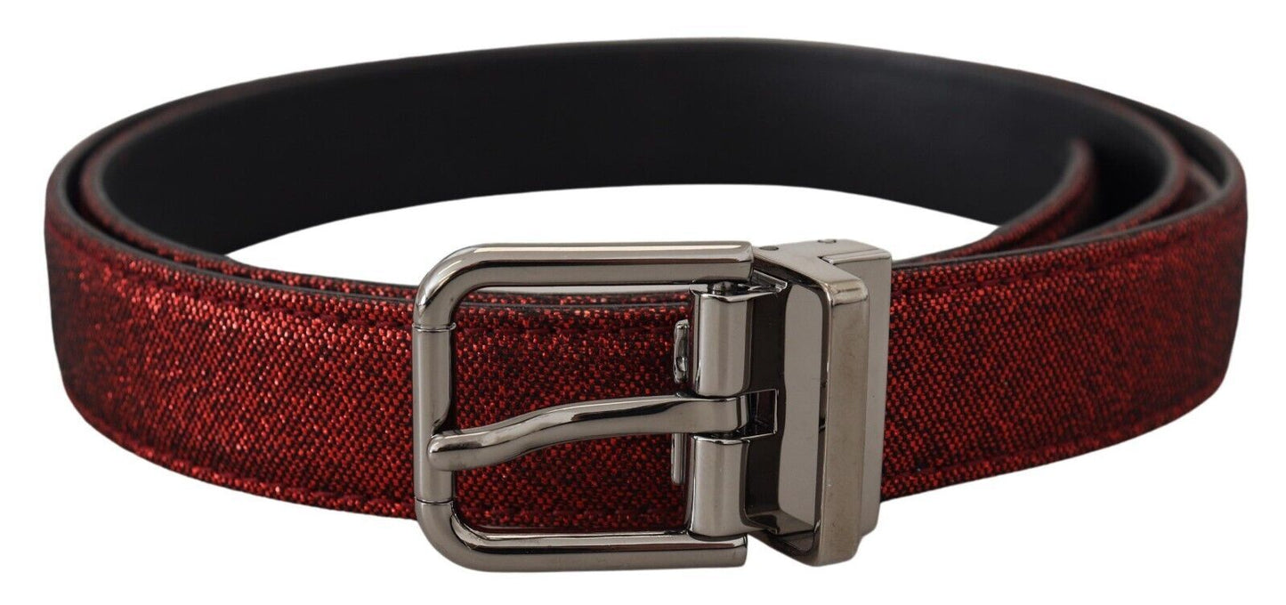 Rotes Glitzerleder Silberne Metallschnalle