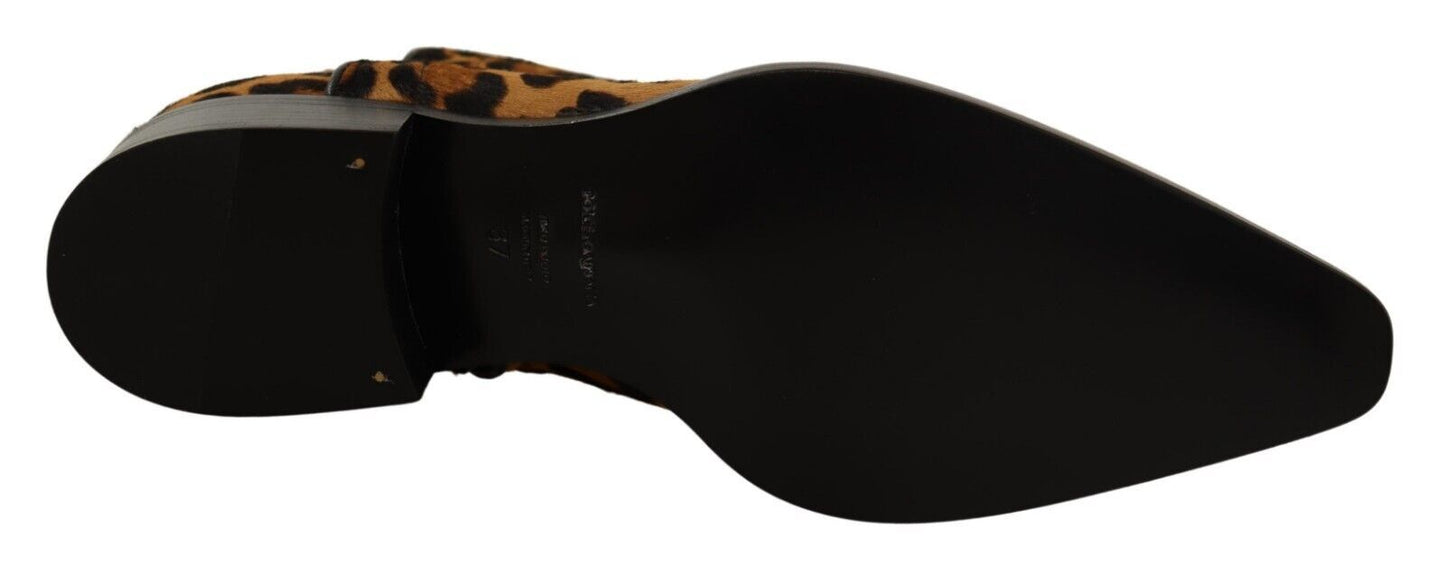 Braun Schwarz Leopard Leder Cowboy Stiefel Schuhe
