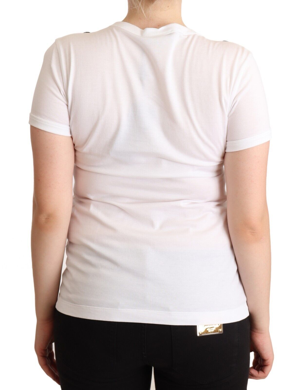 Weißes T-Shirt aus Baumwolle mit Rundhalsausschnitt und Kristallverzierung