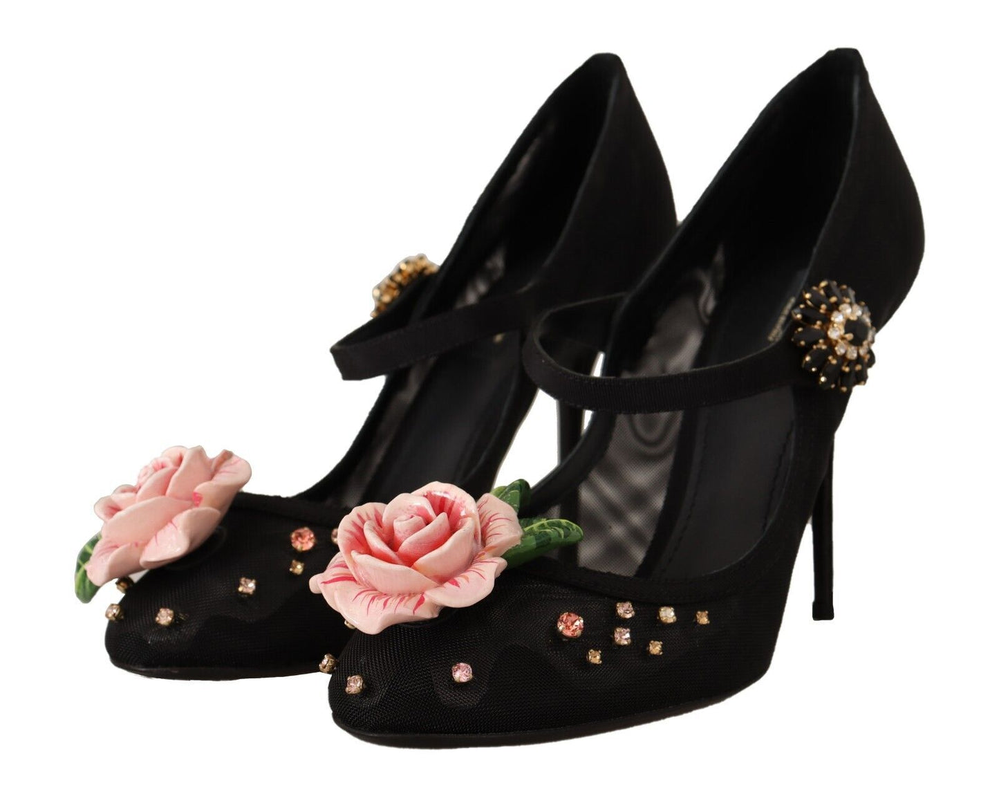 Schwarz Mesh verschönert Pumps Mary Jane Schuhe