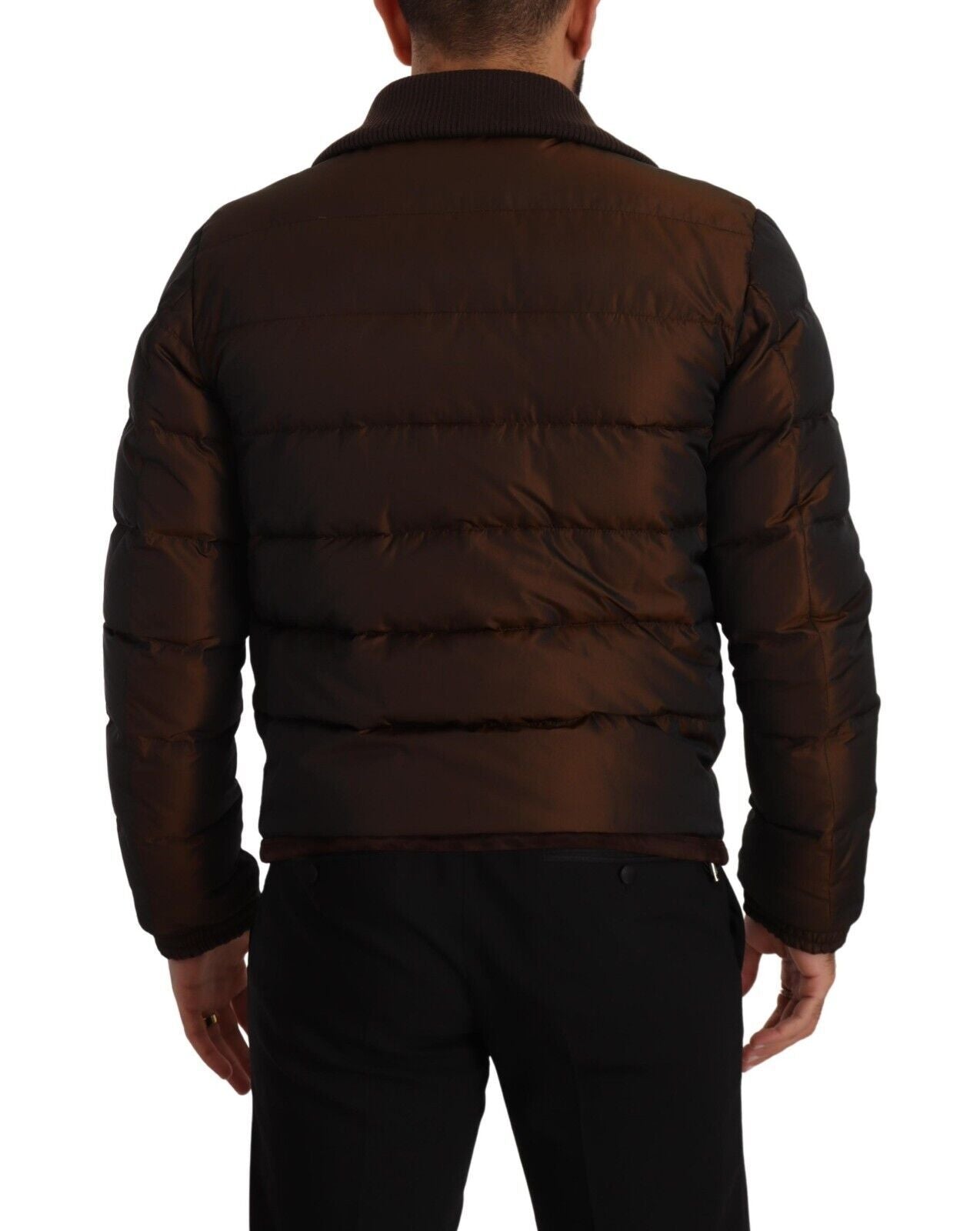 Brauner Polyester Puffer Männer Mantel Jacke