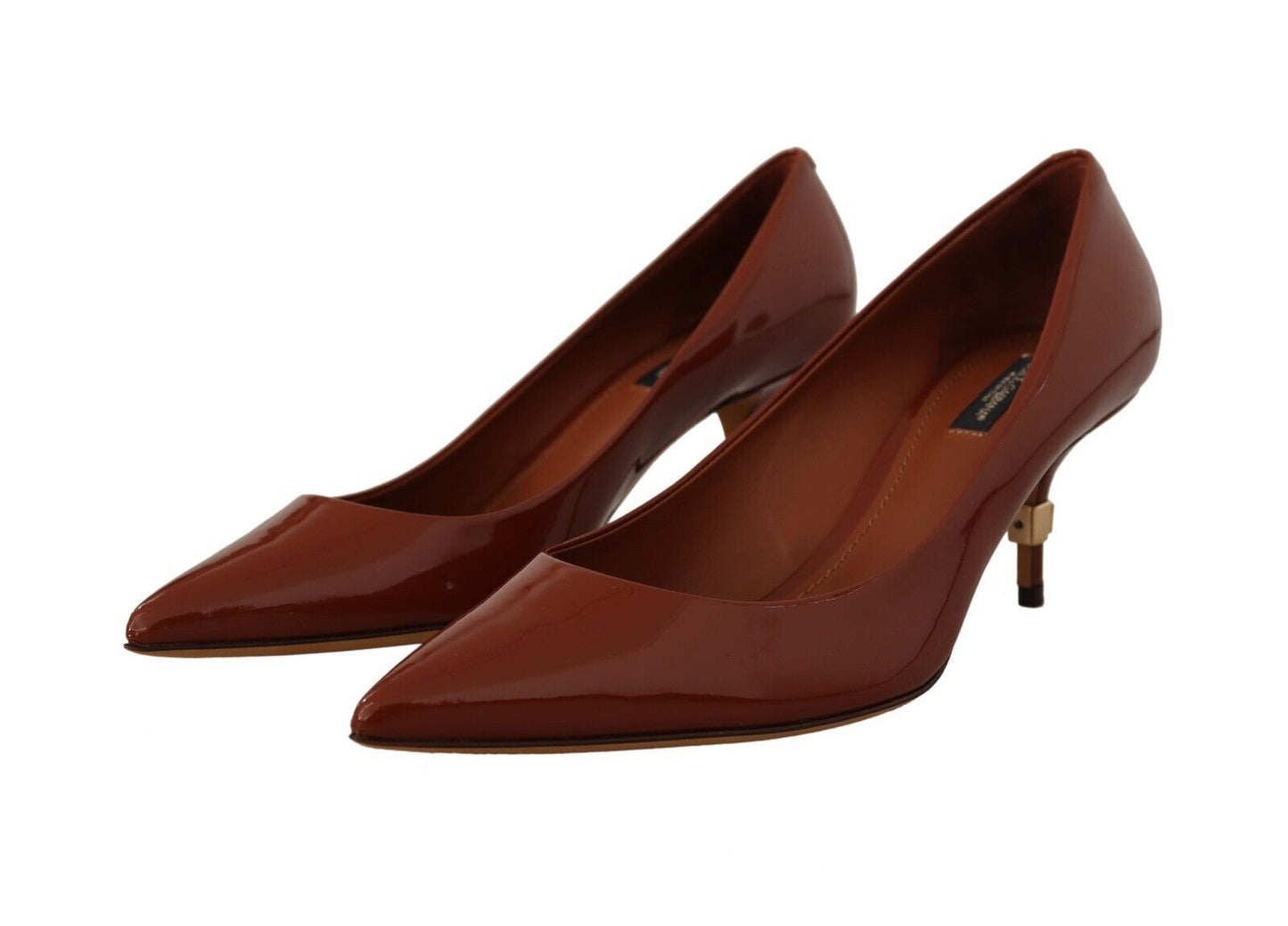 Braun Kitten Heels Pumps Lackleder Schuhe