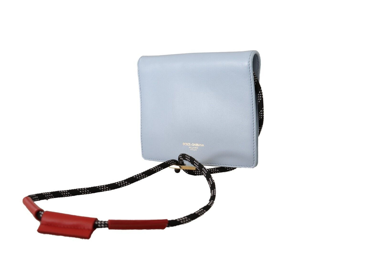 Hellblaues Leder Mini Bifold Sling Portemonnaie