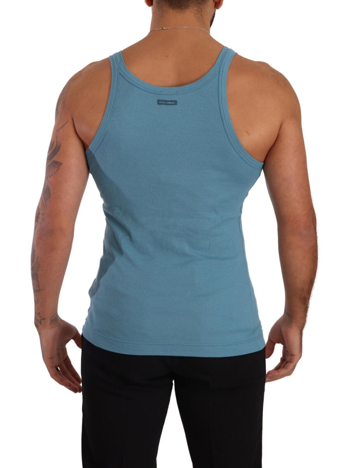 Blau Baumwolle Rundhals-T-Shirt Tank Unterwäsche
