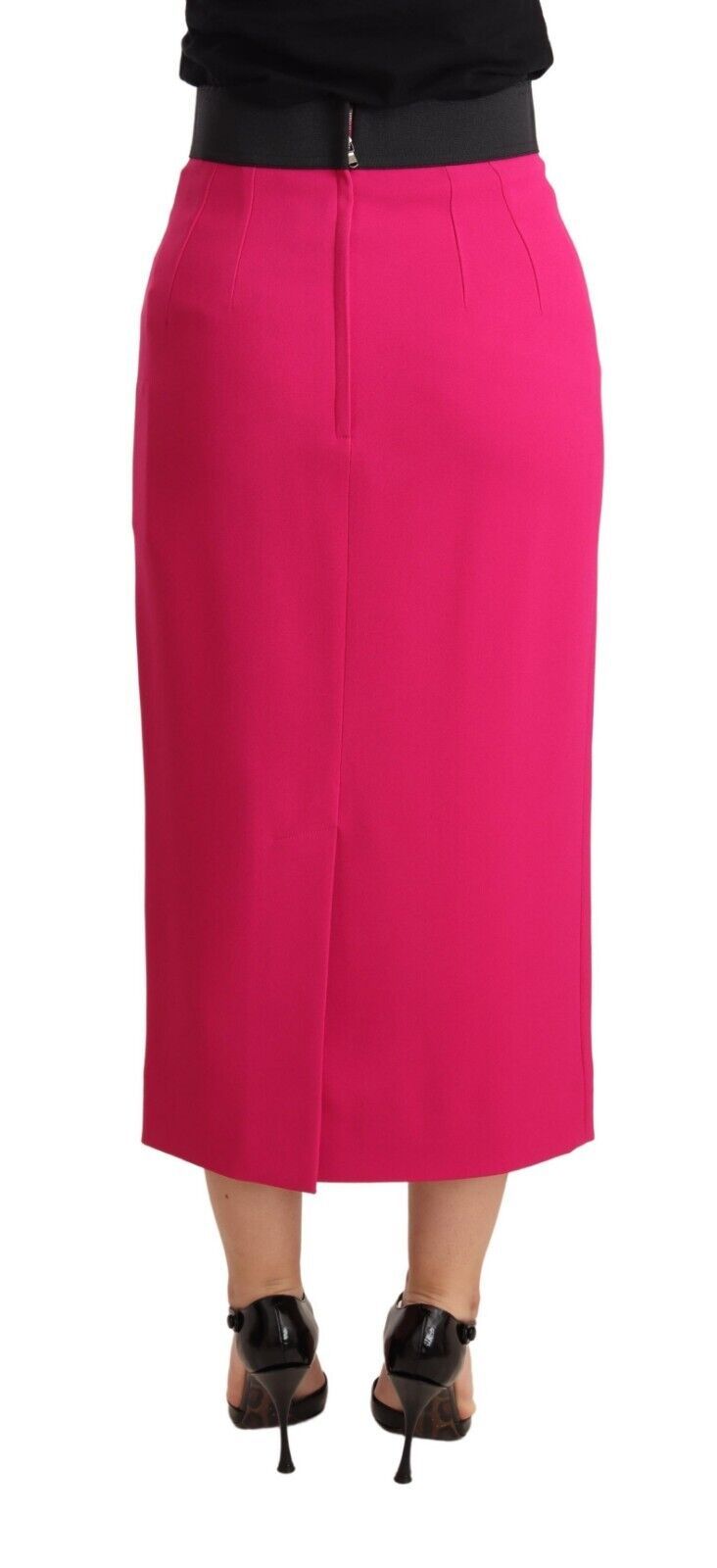 Rosa Stretch-Bleistiftrock mit hoher Taille und geradem Rock