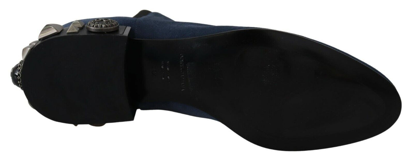 Blau Wildleder verschönert Nieten Stiefel Schuhe