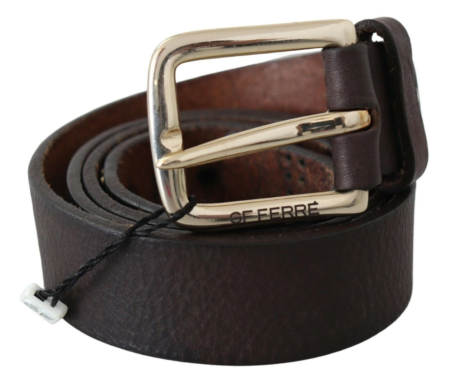 Schwarzes Leder Logo Design Cintura Schnalle Mode Taille Gürtel
