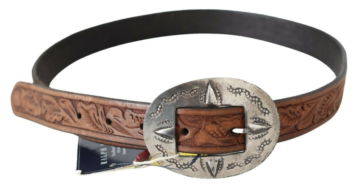 Braunes Leder Vintage Western Schnalle Taille Gürtel