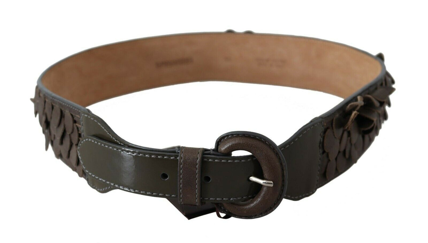 Dunkelbrauner Leder Gürtel mit runder Schnalle