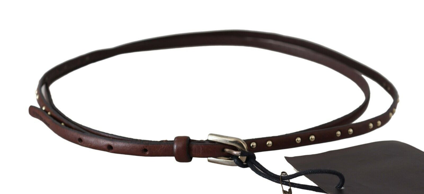 Brauner Leder Nietengürtel mit Schnalle für die Taille