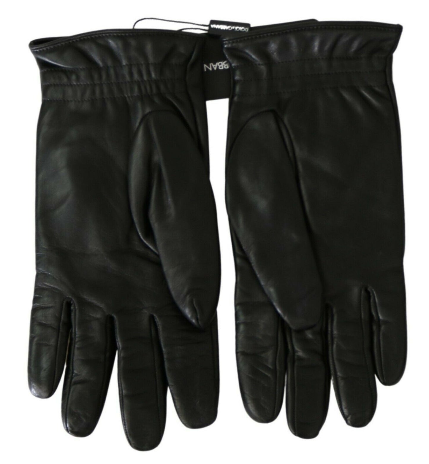 Schwarze Handschuhe aus echtem Leder mit DG-Herz-Stickerei