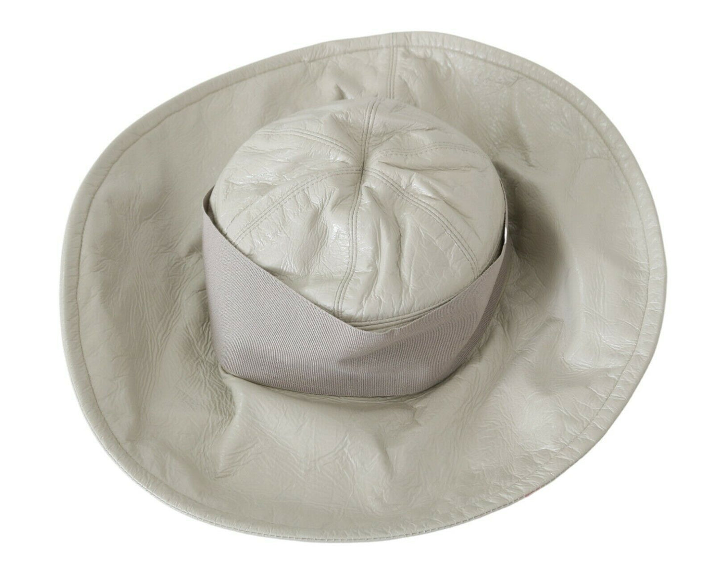 Beige 100% Lammleder Breite Krempe Panamahut