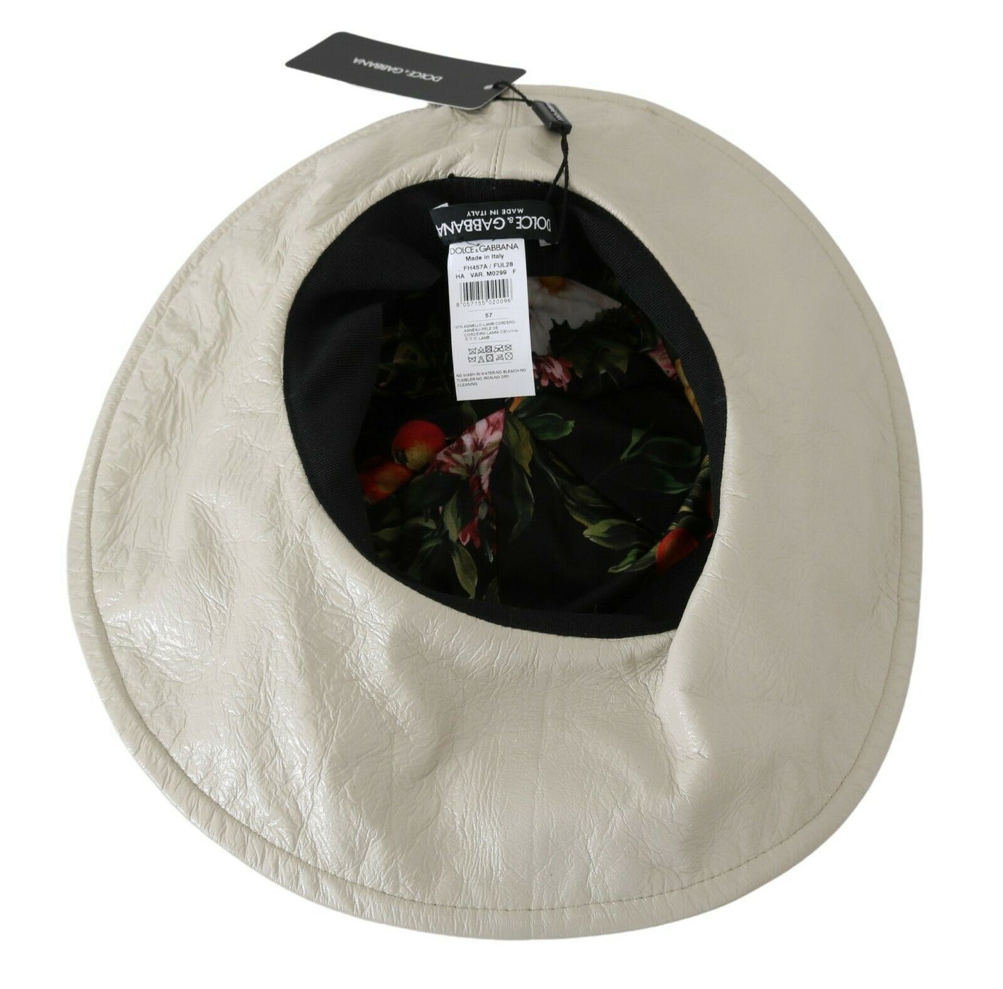 Beige 100% Lammleder Breite Krempe Panamahut