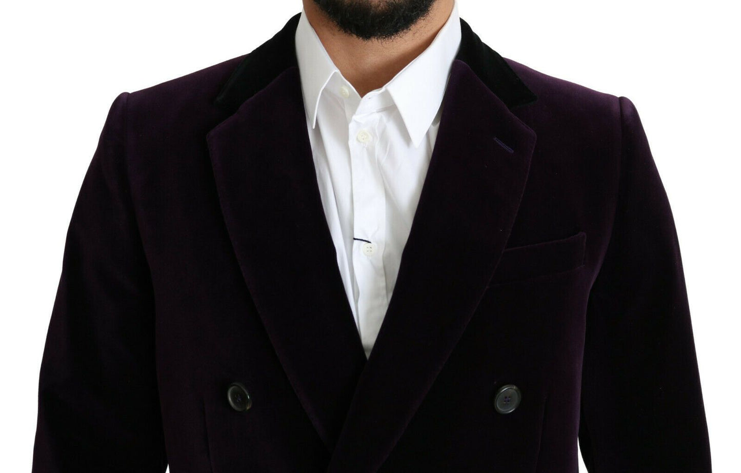 Lila Samt Doppelreihiger Langer Mantel Jacke