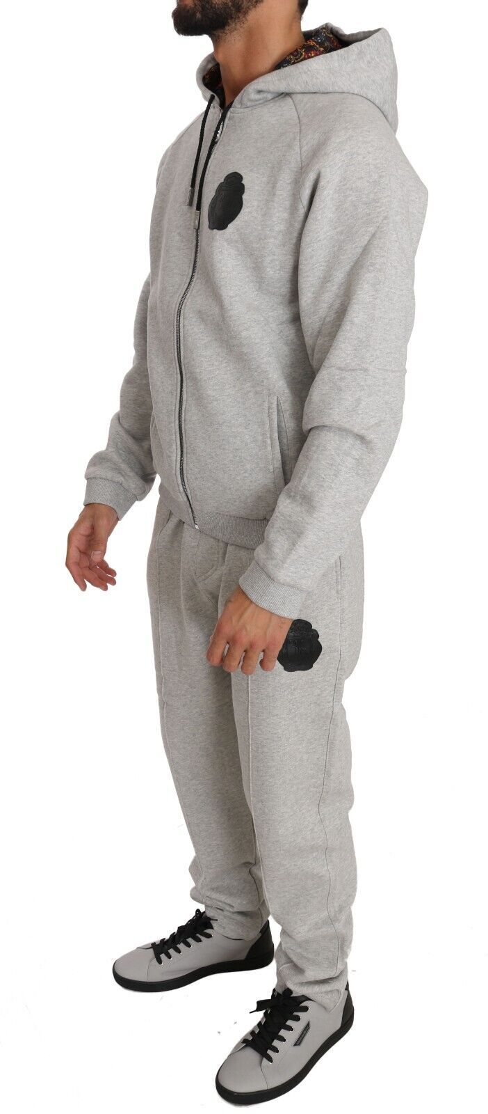 Graues Baumwollpullover-Hosen-Set Trainingsanzug