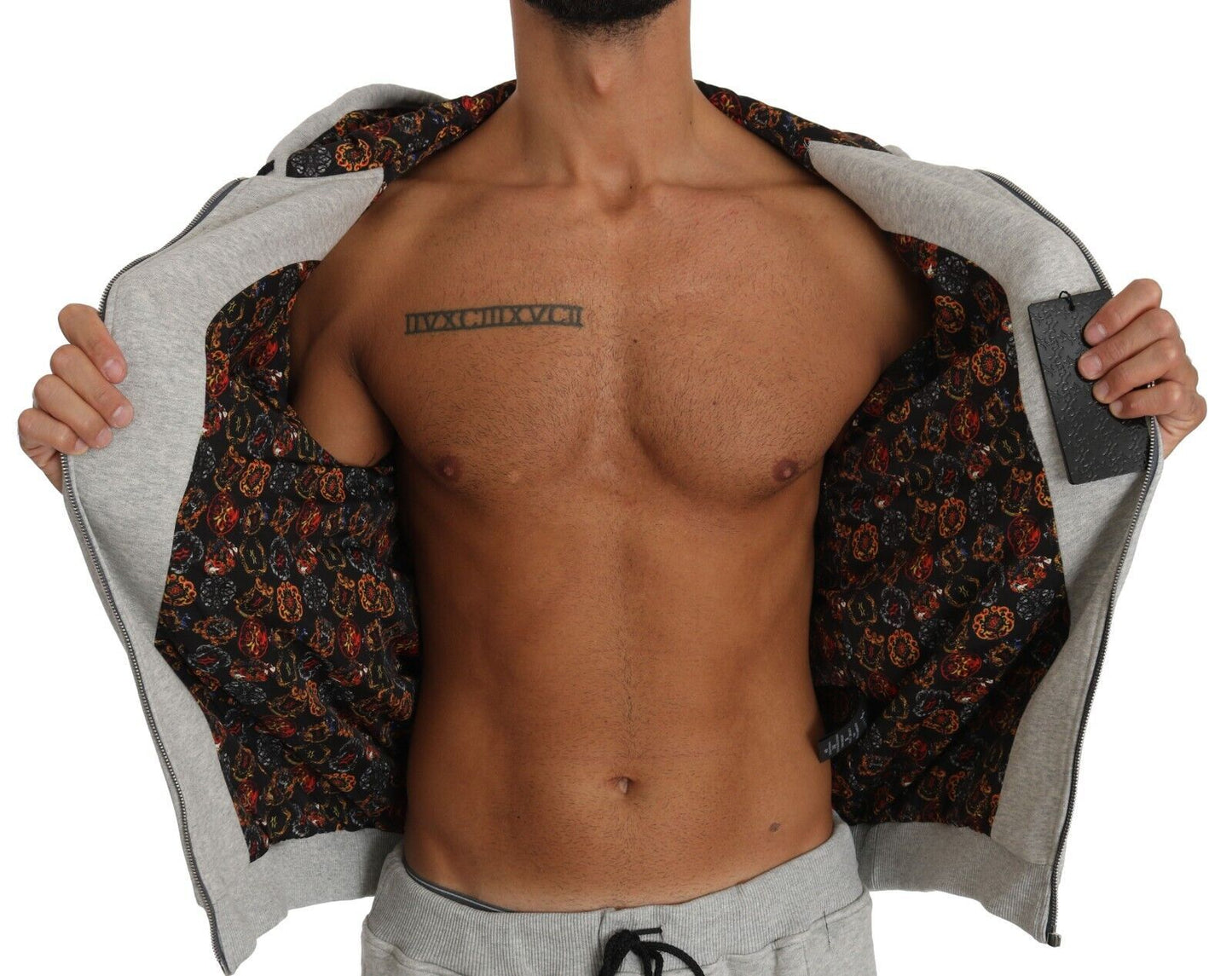 Graues Baumwollpullover-Hosen-Set Trainingsanzug