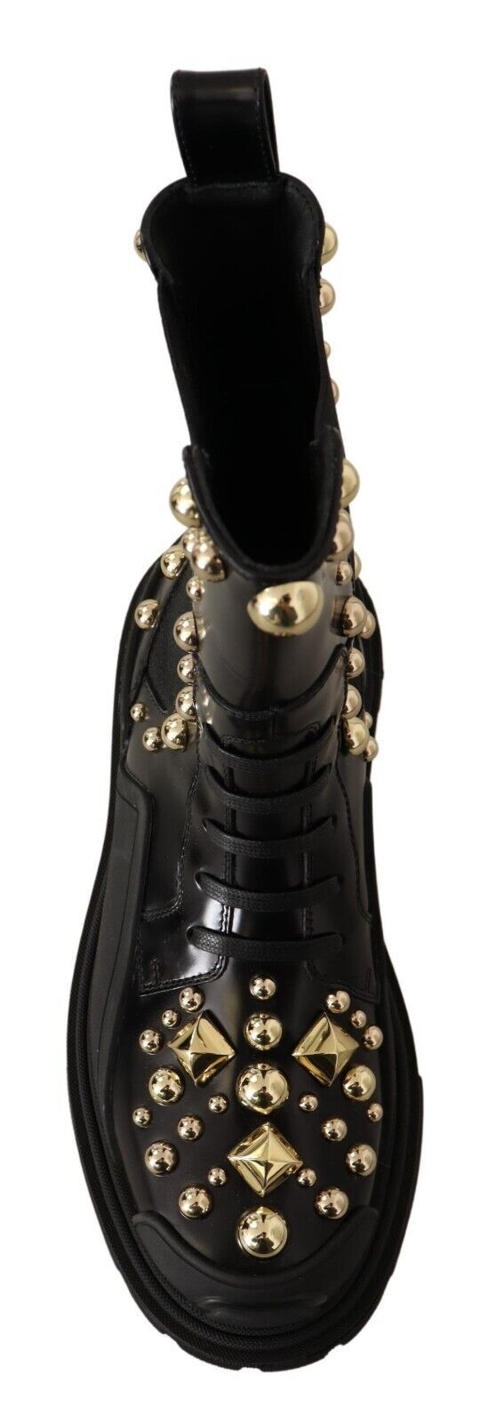 Schwarze Nietenstiefel aus Leder