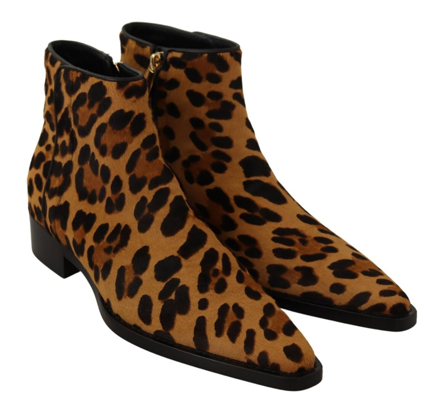 Braun Schwarz Leopard Leder Cowboy Stiefel Schuhe