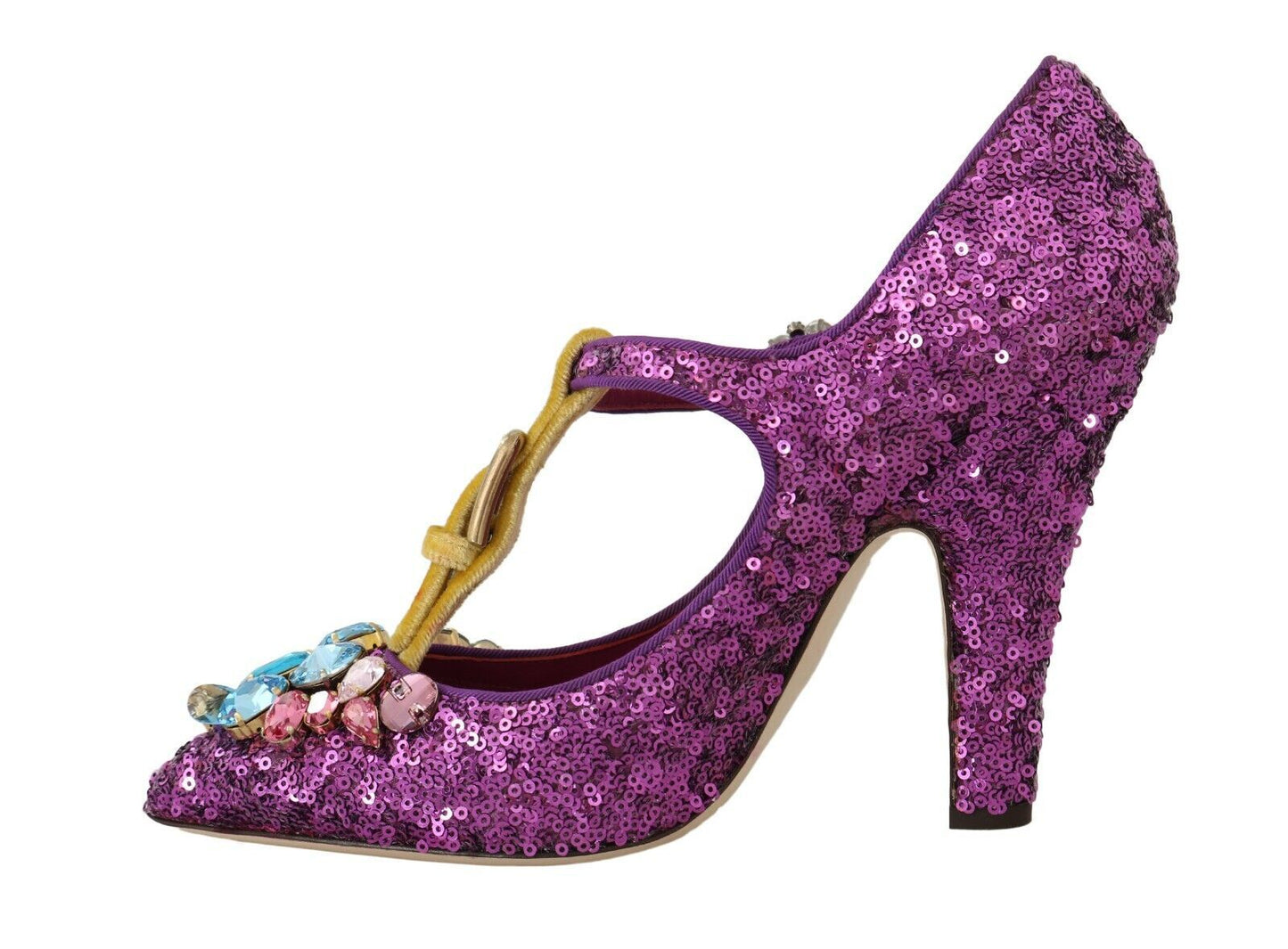 Lila Pailletten Leder Kristall Sandale Schuhe