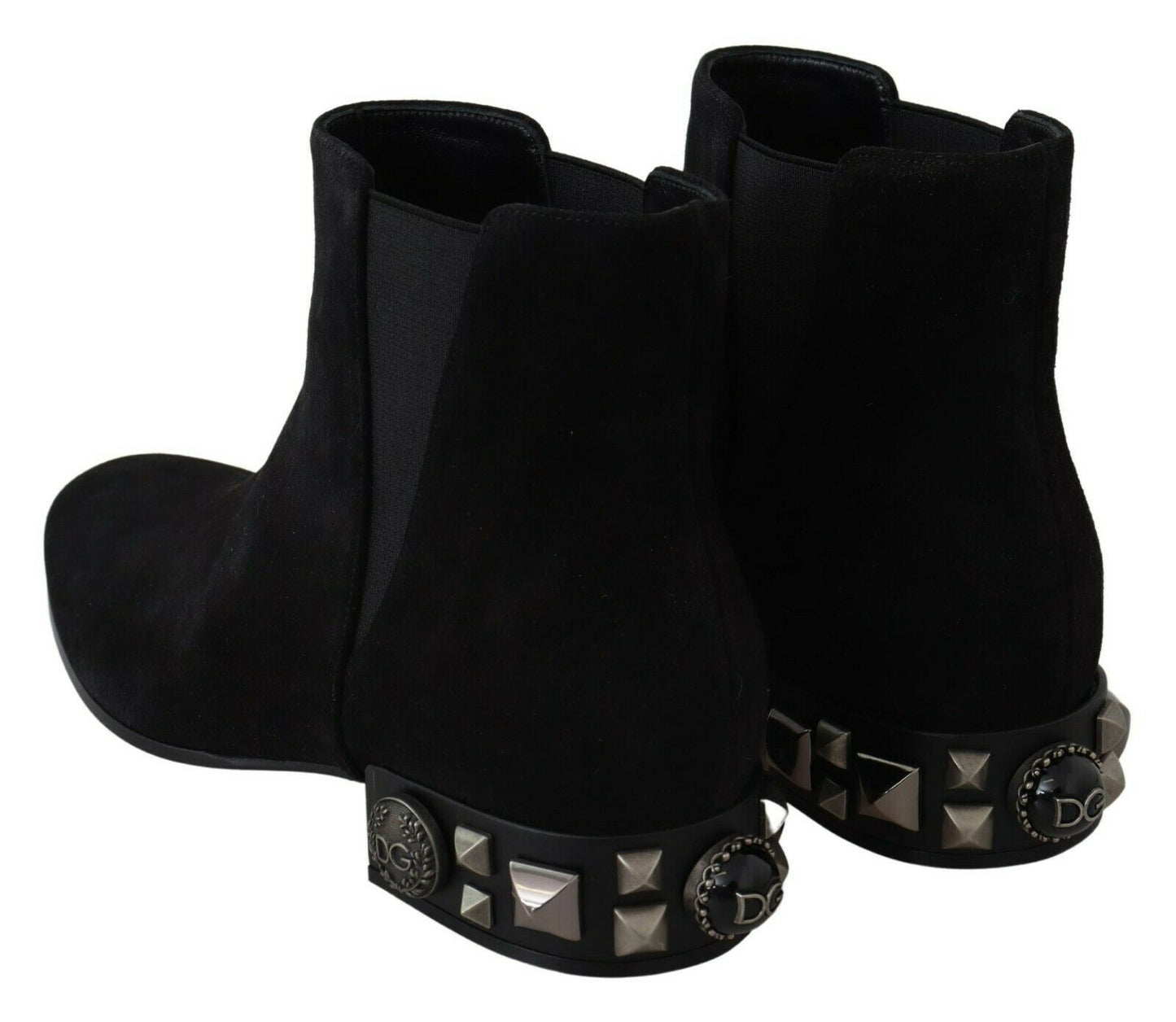 Schwarz Wildleder verschönert Nieten Stiefel Schuhe