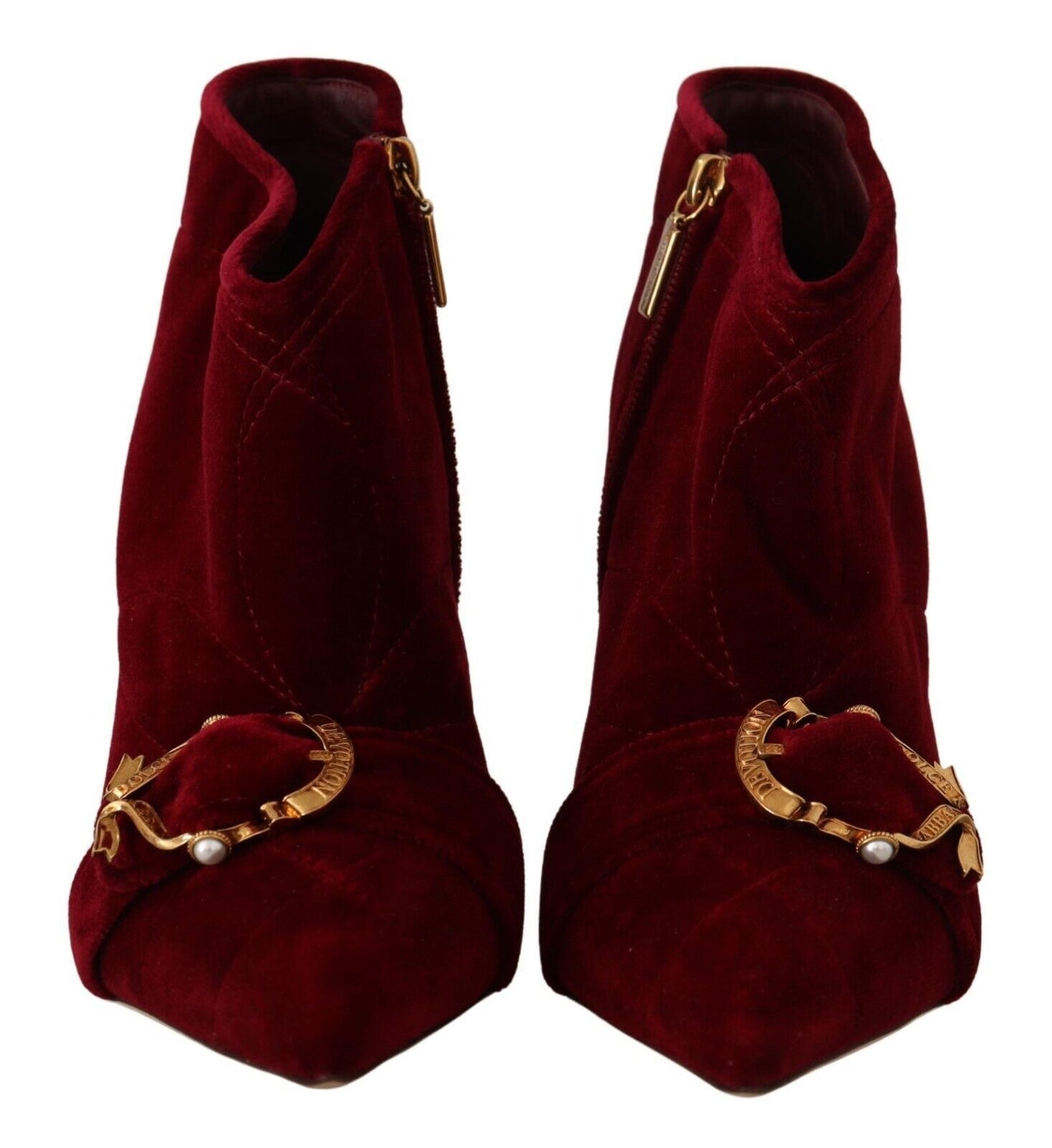 Bordeaux Samt Devotion Heels Stiefel Schuhe