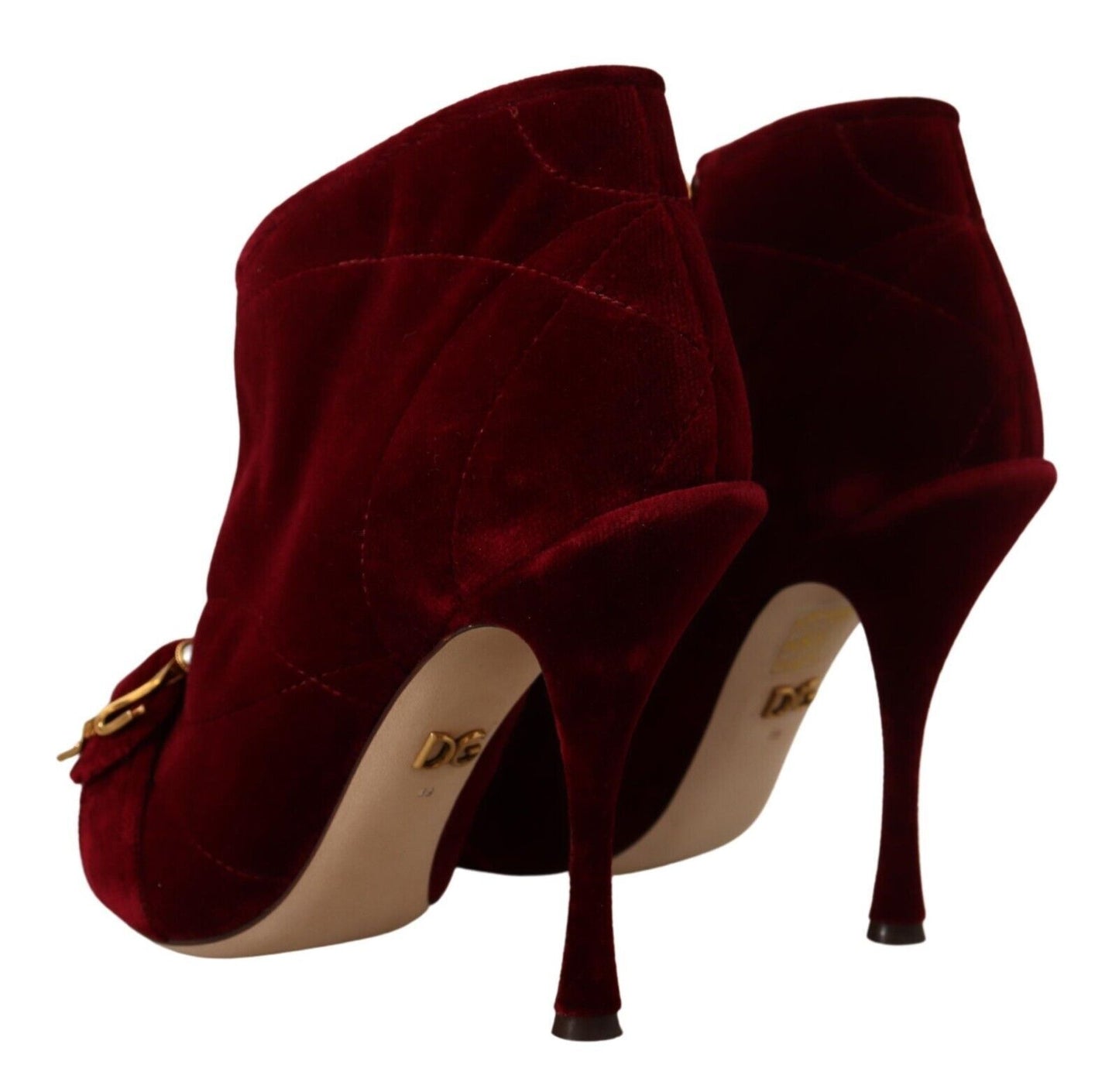 Bordeaux Samt Devotion Heels Stiefel Schuhe
