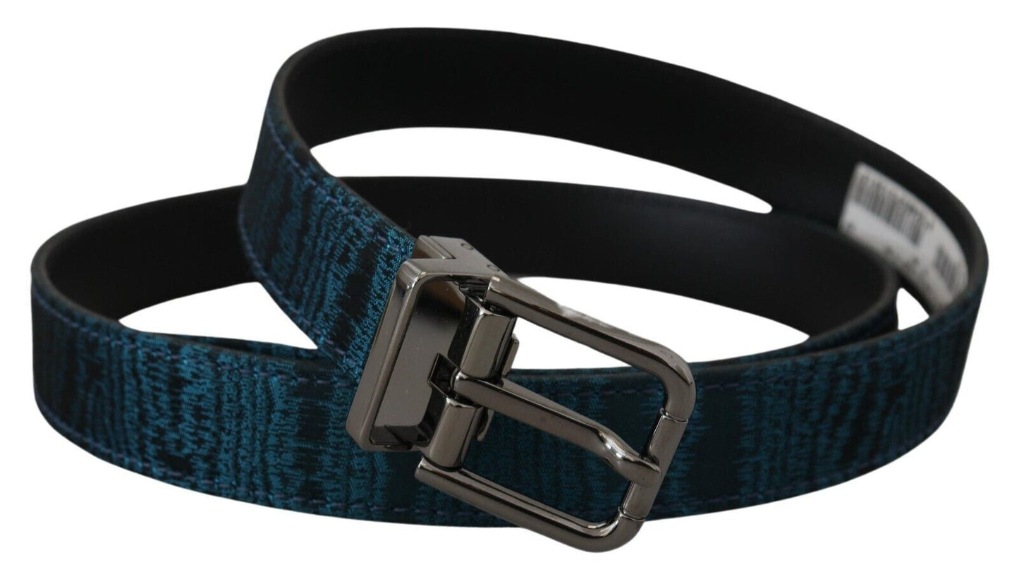 Blau Jacquard Moire Silber Metallschnalle Männer
